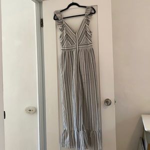 Flutter Sleeve Striped Jumpsuit